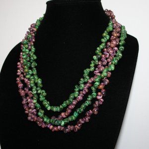 Beautiful purple and green shell necklaces 46"
